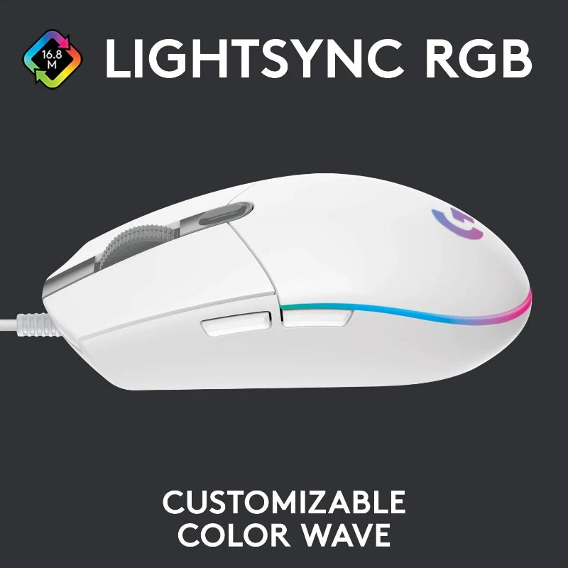 Logitech G102/G203 Wired Gaming Mouse | 8000DPI Hero Sensor | Ultra-Precise Flick Shots & Recoil Control for CS:GO/PUBG