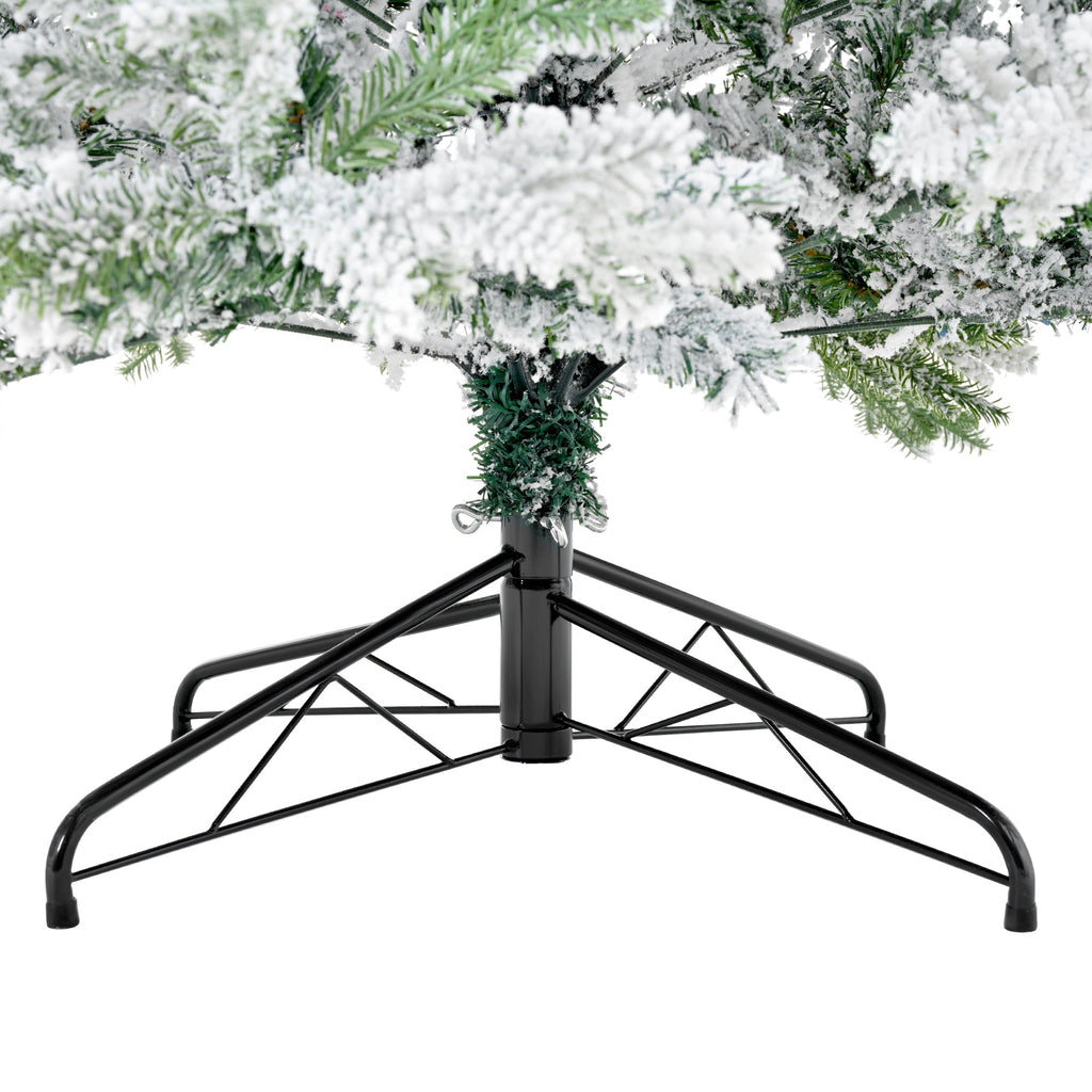 Premium 7FT Snow Flocked Hinged Artificial Christmas Tree with Fluffy