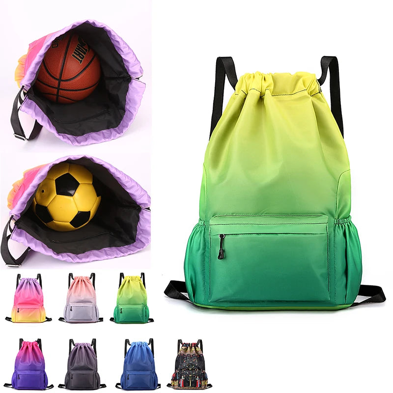 Bundle Pocket Backpack Waterproof Nylon Leisure Swimming Fitness Bag  Basketball  Soccer And Volleyball  Training Bag Sports ﻿
