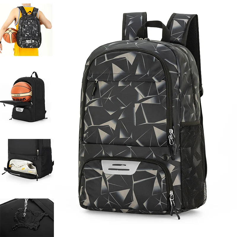 Big Basketball Backpack Men Travel Sports  Outdoor Nylon Backpack Youth Student Backpack  Football Bag With Shoe Pocket Backpack