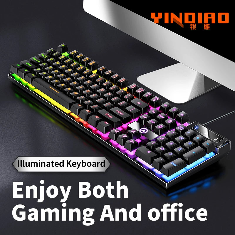 YINDIAO Keyboard Gaming Wired Laptop Desktops PC Computer Office