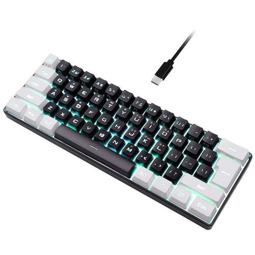 60% wired gaming keyboard, RGB backlight ultra compact mini keyboard,
