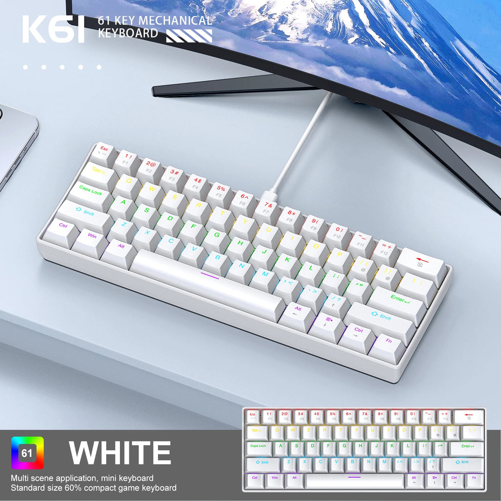 60% Portable Wired Mini Mechanical Keyboard, APAYADO K61 Mini Keyboard