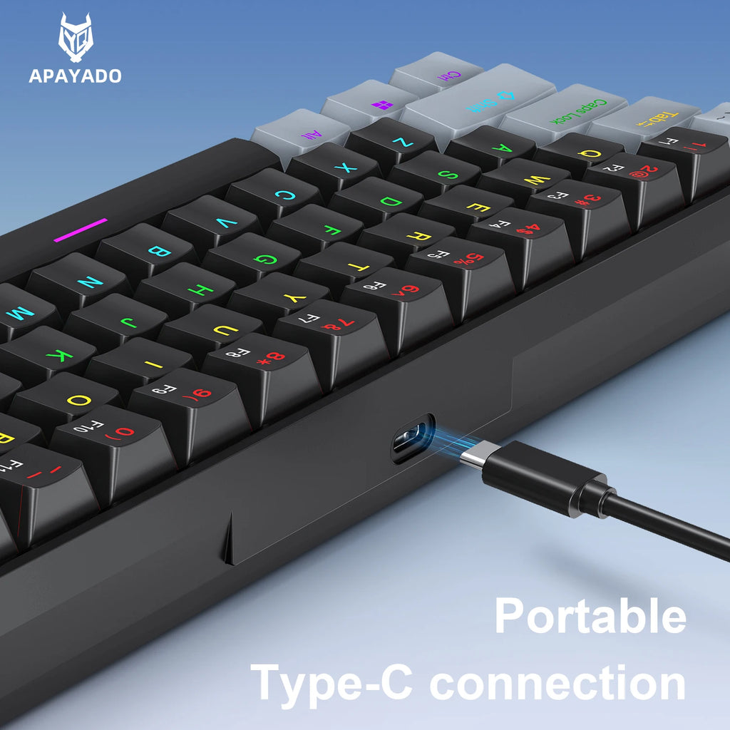 APAYADO K61 60% Mini Wired Gaming Mechanical Keyboard Phantom RGB, 61