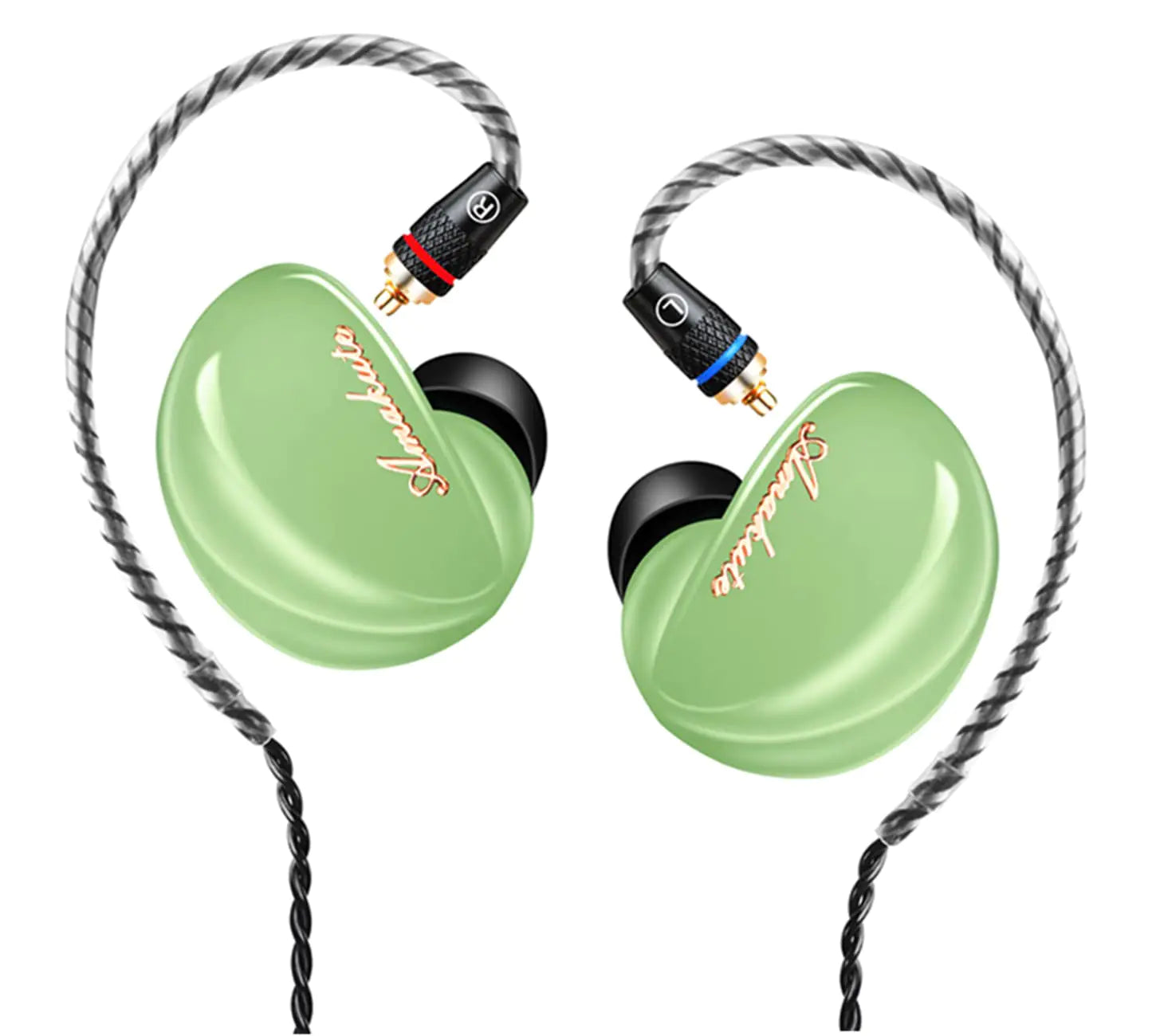 DCMEKA TK300 in Ear Monitor Headphones 10mm Magnetic Dynamic IEM Earphones for Singers Musician on Stage Audifonos Auriculares MMCX Cable (Green)