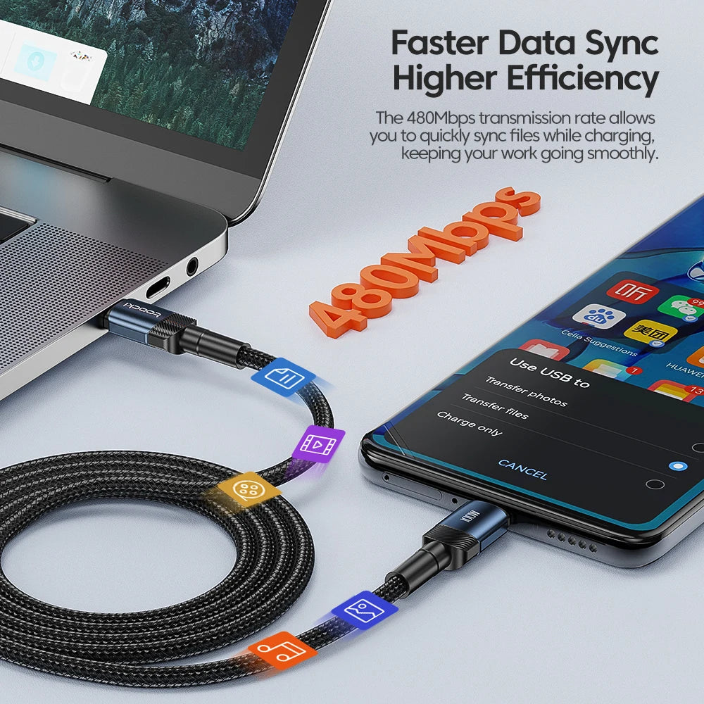 Toocki 100W USB Type C To USB C Cable PD 3.0 Fast Charging Charger Type-C Wire Cord For Macbook Samsung Xiaomi USB-C Cable 1M 2M