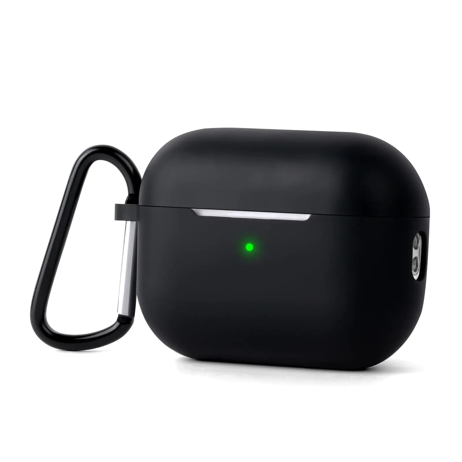 Airpods-Case Cover Compatible with AirPods-Pro 2nd/1st Generation Case Cover Soft Silicone Protective Cover with Keychain Front LED Visible Shockproof Case-Black